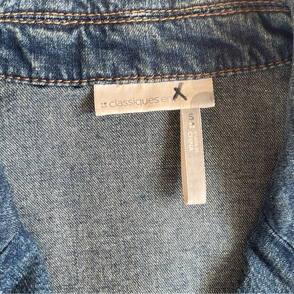 Classiques Entier Women’s Small Denim Raw Hem Snap Denim Blazer Jacket - Picture 15 of 15